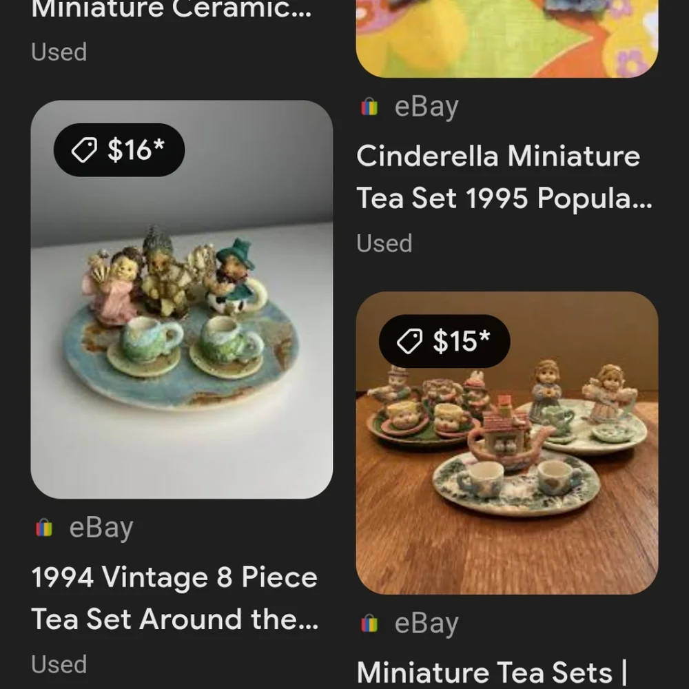 Vintage with tags Charming Bear Family mini tea Set -